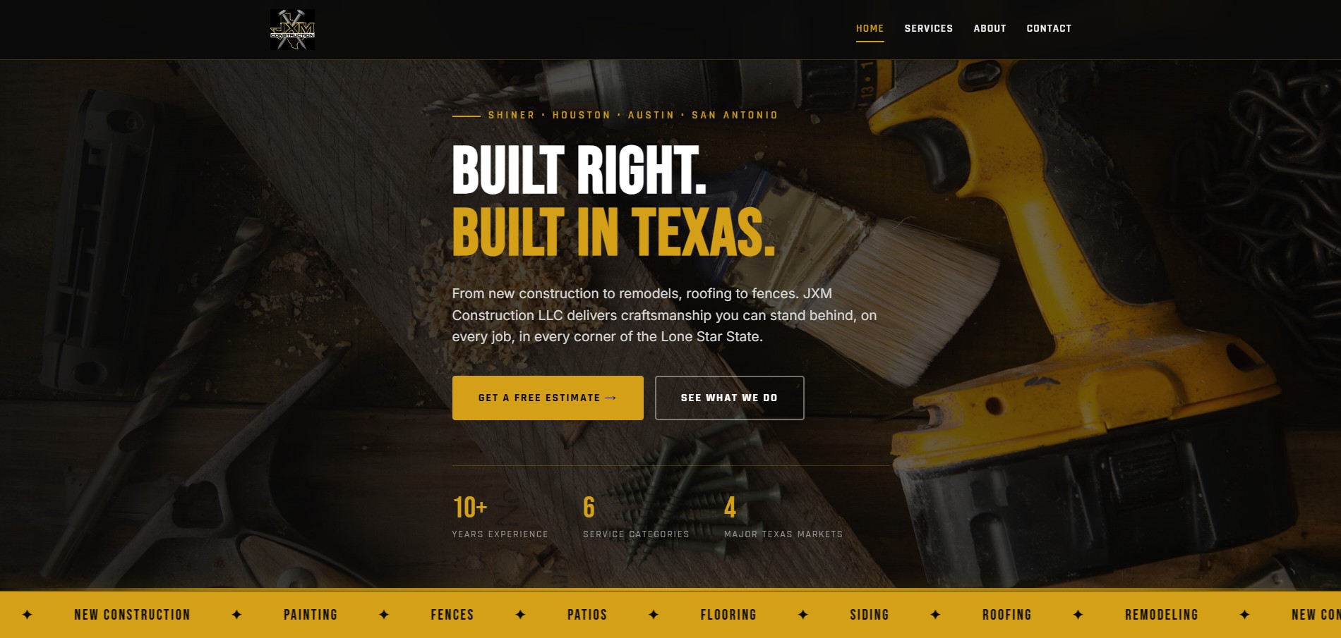 JXM Construction LLC website