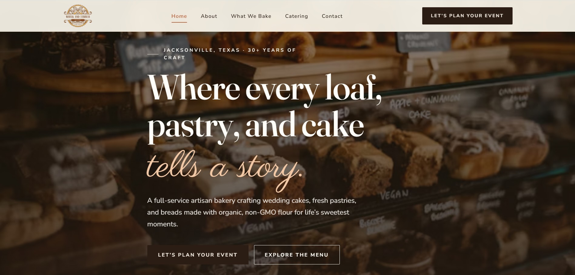Whisk & Timber Artisan Bakery website